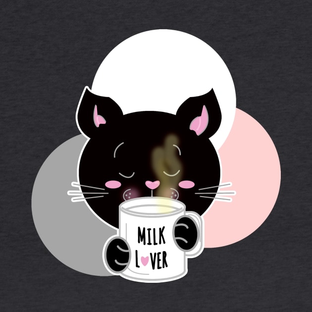 Black cat drinking milk lover by repalheiros